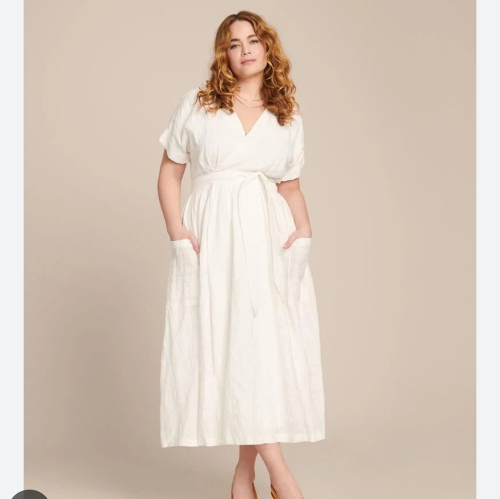 Mara Hoffman Ingrid Wrap Dress in White Linen